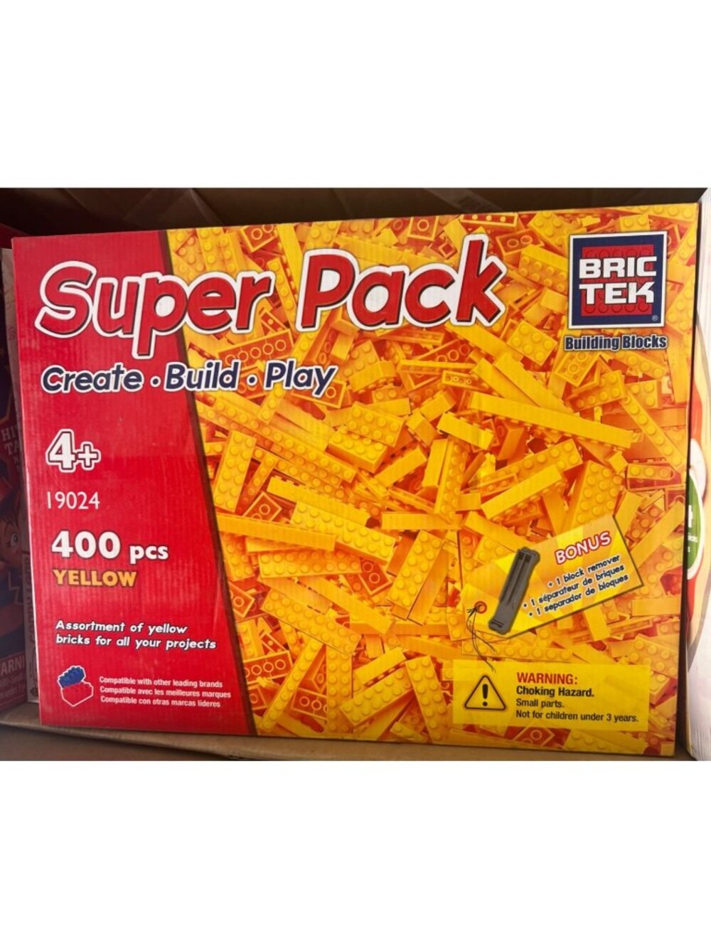 NEW Brictek Yellow 400 Pcs Super Pack Yellow Building Blocks Create/Build/Play